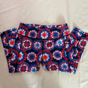 Constantly Varied Gear Red, Blue, and White Burst Leggings